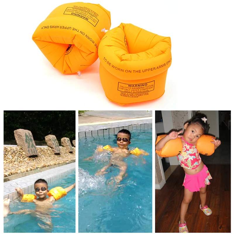 Оранжевые Обучающие Плавающие Надувные нарукавники с плавающими кольцевыми рукавами, безопасные уплотненные двойные воздушные шары для взрослых, Детские универсальные
