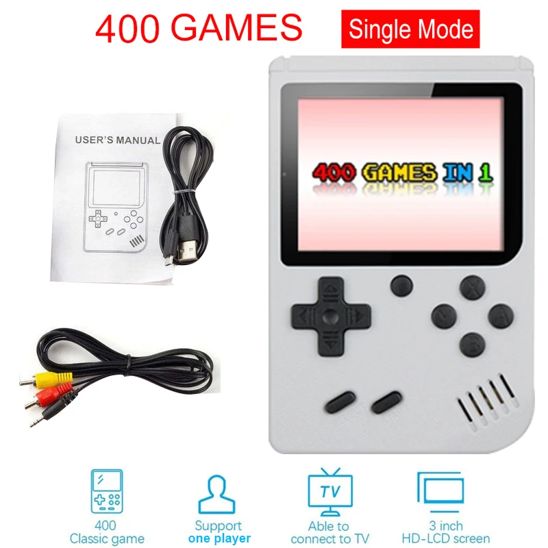 2021 3.0 Inch Retro Portable Mini Handheld Video Game Console 8-Bit Color LCD Kids Player Built-in 400 Games For Christmas Gift 