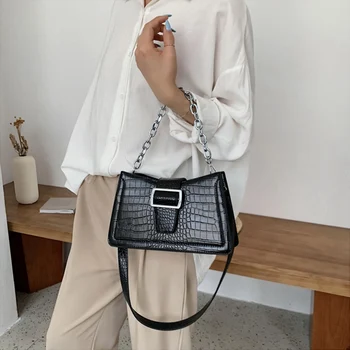 

High Quality Women Handbags PU Chain Shoulder Bags Female Bolsa Tote 2020 New Ladies Crossbody Messenger Bag Stone Pattern Purse