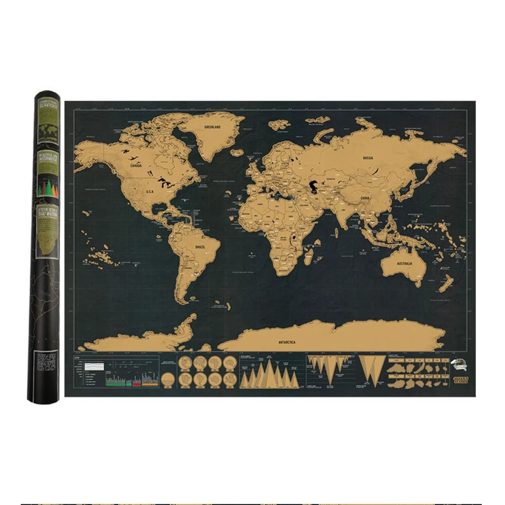 

Deluxe Erase World Travel Map Scratch Off World Map Black Scratch For Map 82.5x59.4cm Room Home Office Decoration Wall Stickers