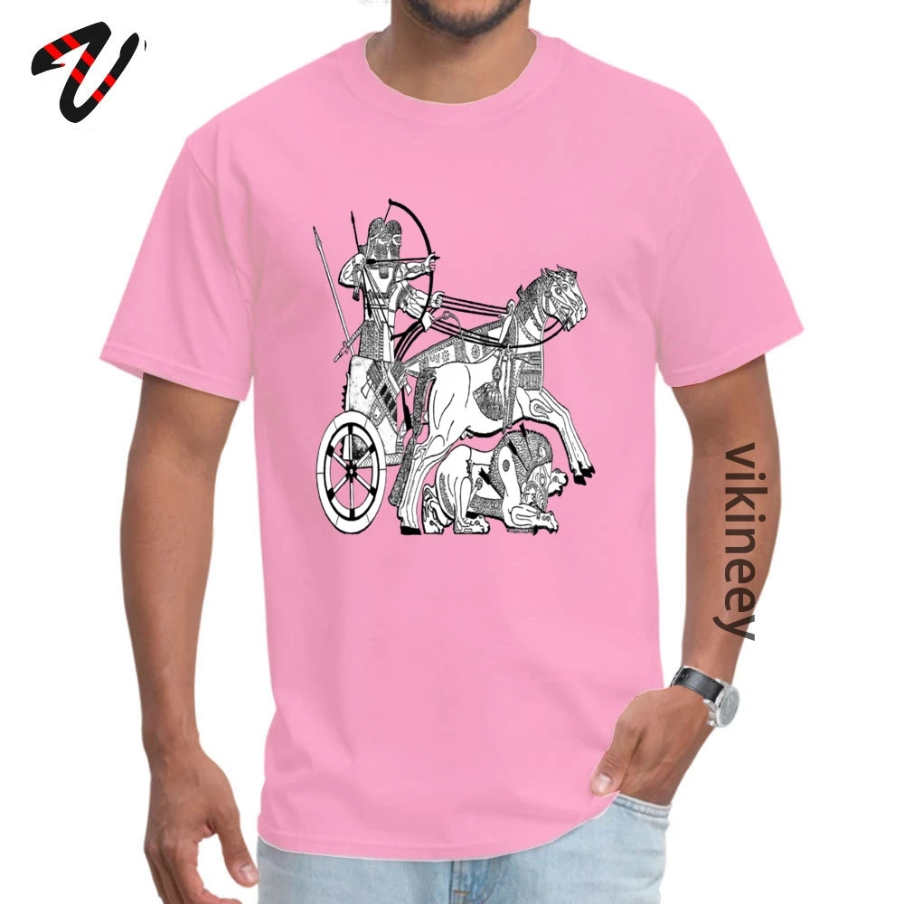 Geek Assyrian Chariots of War Round Neck T Shirts April FOOL DAY Tops Tees Short Sleeve for Men Family Pure Cotton Gift T Shirt Assyrian Chariots of War 1999 pink