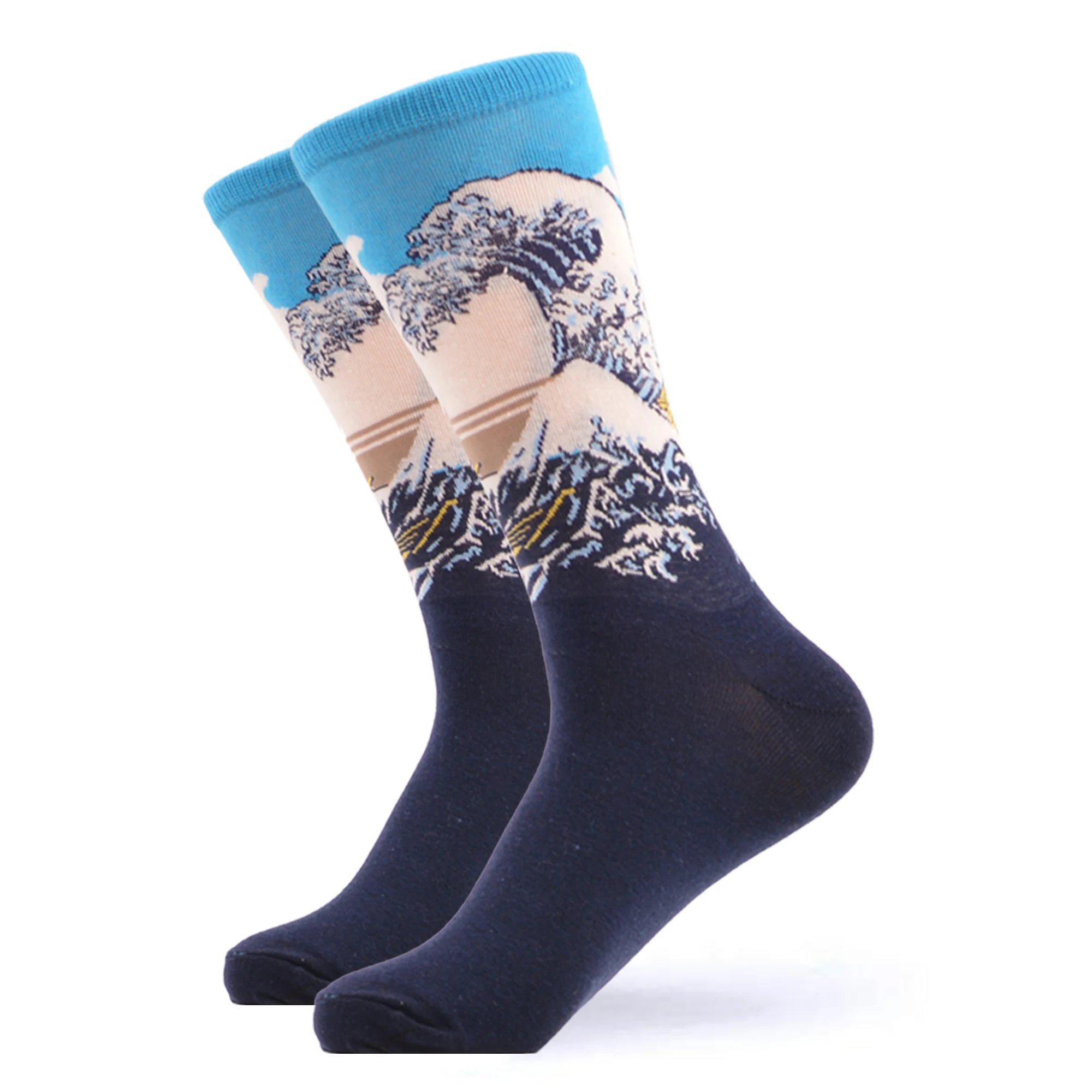 SANZETTI 1 пара новых счастливых носков Высокое качество Мужские красочные удобные чёсаный хлопок забавные масляные краски в качестве подарка Свадебные носки