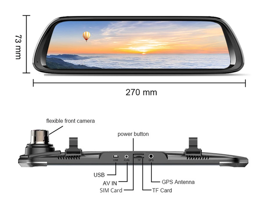 DashCam 1" 4G ADAS Android 8,1 WiFi Full HD 1080P зеркало заднего вида камера двойной объектив видеорегистратор gps навигация автомобильный видеорегистратор