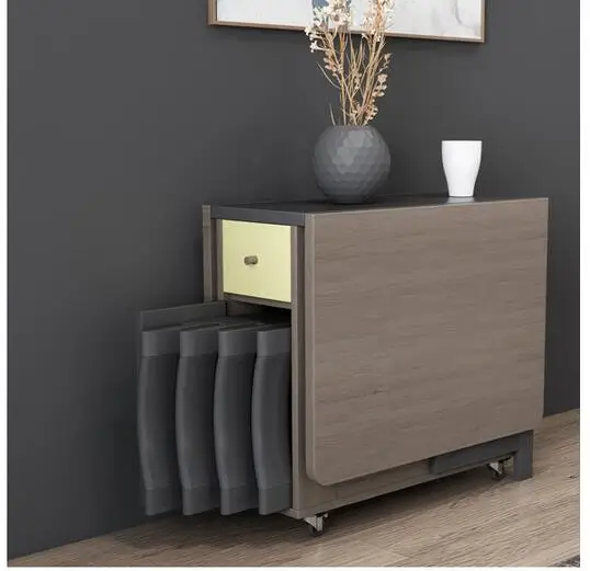 Multifunctional folding dining table and chair combination modern simple small family dining table simple solid