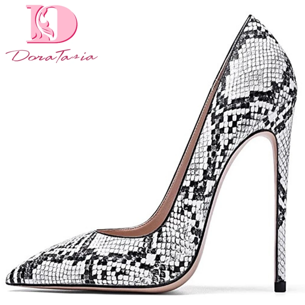 

Doratasia 2019 Large Size 45 Sexy Thin High Heels Party Lady Woman Shoes Women Pointed Toe Snake Veins Heeled Pumps