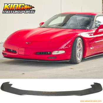 

Fit For 97-04 Chevy Corvette C5 IK Style Front Bumper Lip Splitter Unpainted Black Carbon Fiber