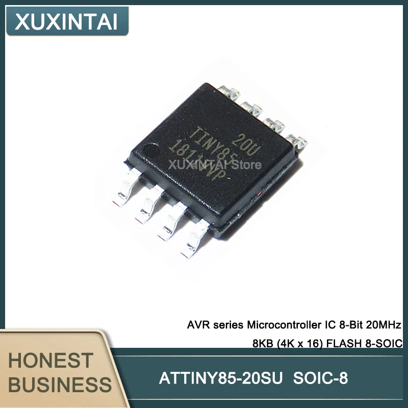 50 шт./лот фонарик ATTINY85 AVR series микроконтроллер IC 8-Bit 20 МГц 8 КБ (4K x 16) FLASH 8-SOIC |
