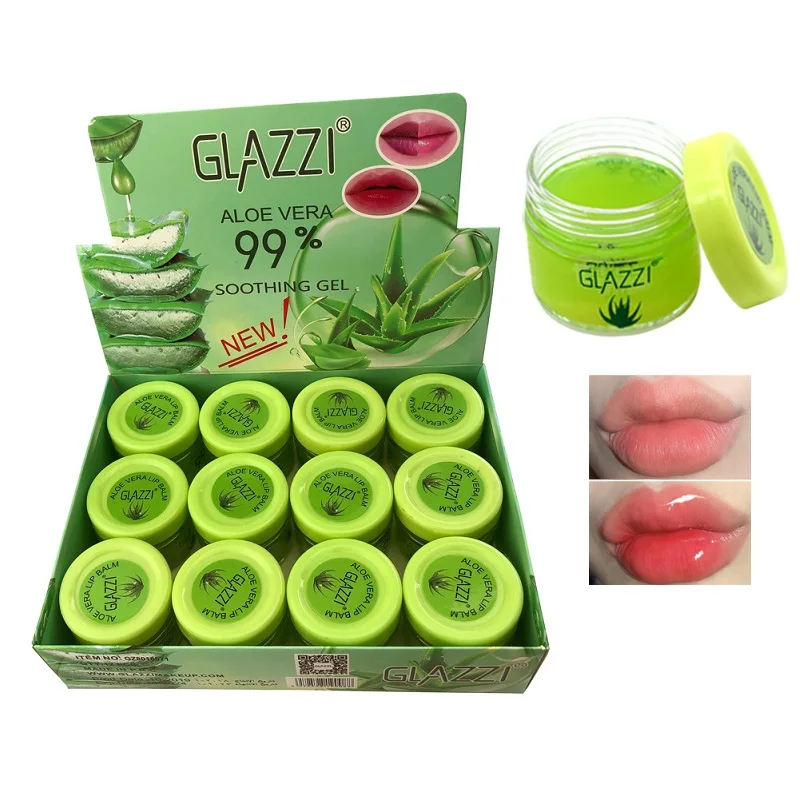 

12PC/LOT 99% Aloe Vera Soothing Gel Lip Balm 15G Moisturizing Plant Extracts Remove Dead Skin Exfoliating Deep Nourish Lips Care