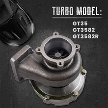 Turbocompresseur à Turbine, Anti-surtension GT35 GT3582R GT3582 Turbo T3 bride. 63AR 4 boulons turbocompresseur refroidi à l'eau et à l'huile