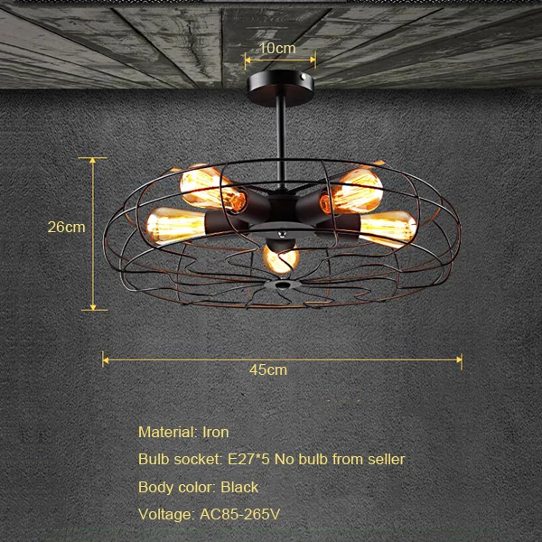 Fan Ceiling Lamp Retro Loft Fan Pendant Lamp Cafe Living Room Bedroom Balcony Corridor Lighting Fixture Chandelier