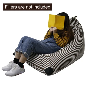 

Storage Bean Bag For Stuffed Animal Canvas Sofa Large Capacity Triangle Toy Organizer Chair Cover Printed Bedroom Home Kid Room