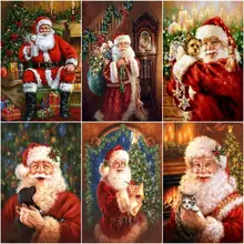 

GATYZTORY Painting By Number Santa Claus Drawing On Canvas Handpainted Painting Animal Art Home Decor Christmas Gift DIY 40x50cm