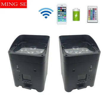 

2pcs/lots 6 * 18w RGBWA UV Wireless Par Light Remote Control Battery Wireless Control Outdoor Stage Light DJ Staining Light