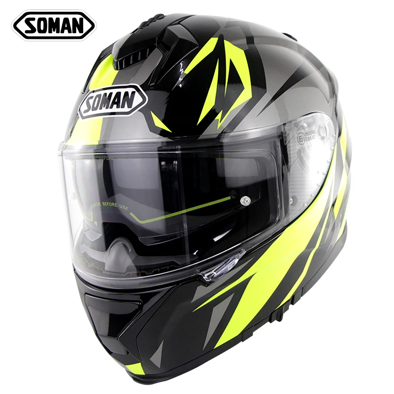 Шлем для мотоциклистов белый шлем на все лицо двойной козырек Capacete Moto Casco SOMAN 961 |