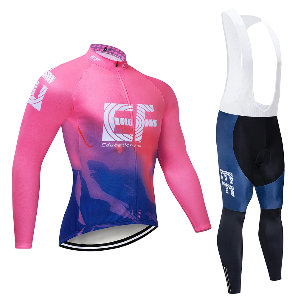 Новинка, EF, длинный рукав, Pro, Майки для велоспорта, для мужчин, Mtb, одежда для велоспорта, Maillot, Equipacion, Ciclismo, Bicicleta, велосипедные комплекты, костюм - Цвет: Bib Long suit