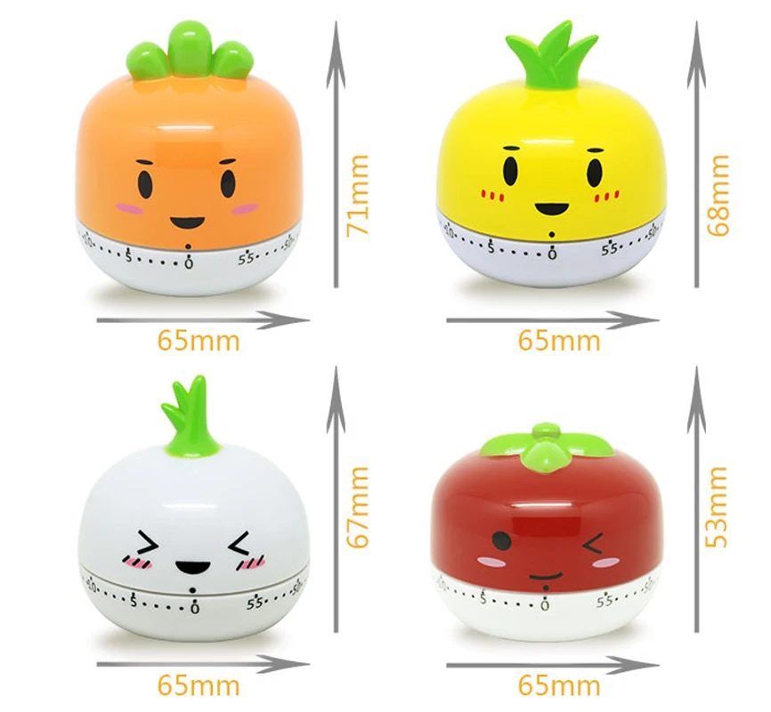 

2020 New Fun Kitchen Fruit And Vegetable Timer 60 Minutes Cartoon Cute Cooking Clock Alarm Clock Mechanical Home Decoration