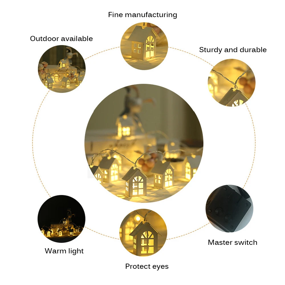 Светодиодный светильник в виде деревянного домика 2 м 10 светодиодный s для свадьбы/рождественской вечеринки, праздничный светильник ing, сказочный светильник, новинка, лампа для рождественской вечеринки, новогодний декор