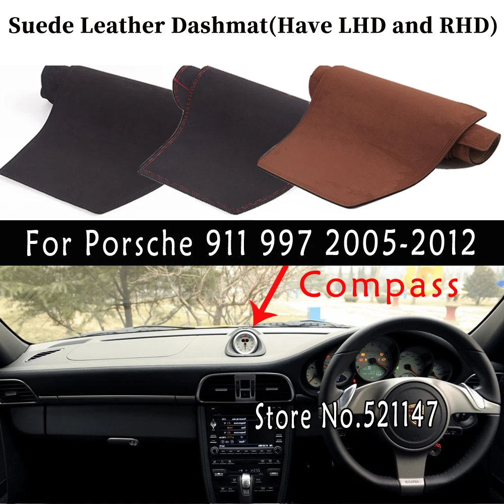 Accessori Car-Styling Tappetino Per Cruscotto In Pelle Scamosciata Copertura Per Cruscotto Tappetino Per Cruscotto Tappeto Per Porsche 911 997 2005-20