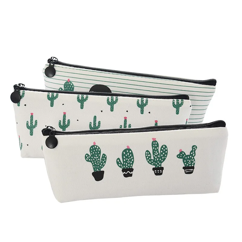 

cactus pouch New Canvas Cartoon Pencil Case fresh green Succulents Pencil Bag for Kids School Supplies Students Gifts Stationery