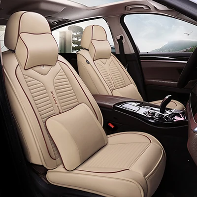 Высокое качество кожаный чехол автокресла для peugeot 308 sw 206 307 sw 407 207 208 406 301 2008 3008 508 sw всех моделей автомобилей авто аксессуары - Название цвета: beige pillow