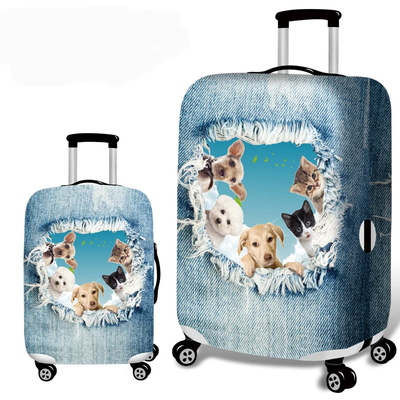 Travel Luggage Cover Protective Suitcase Cover Trolley Case Cartoon Thicken Wear Resistant Travel Luggage Dust Case 18 To 32inch - Color: B