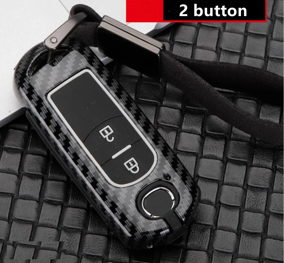 2 button carbonblack Высококачественный автомобильный чехол-держатель для ключей для Mazda CX-5 CX-7 Mazda 3 5 6 Atenza Alexa 2/3 смарт-кнопка защиты - Название цвета: 2 button carbonblack