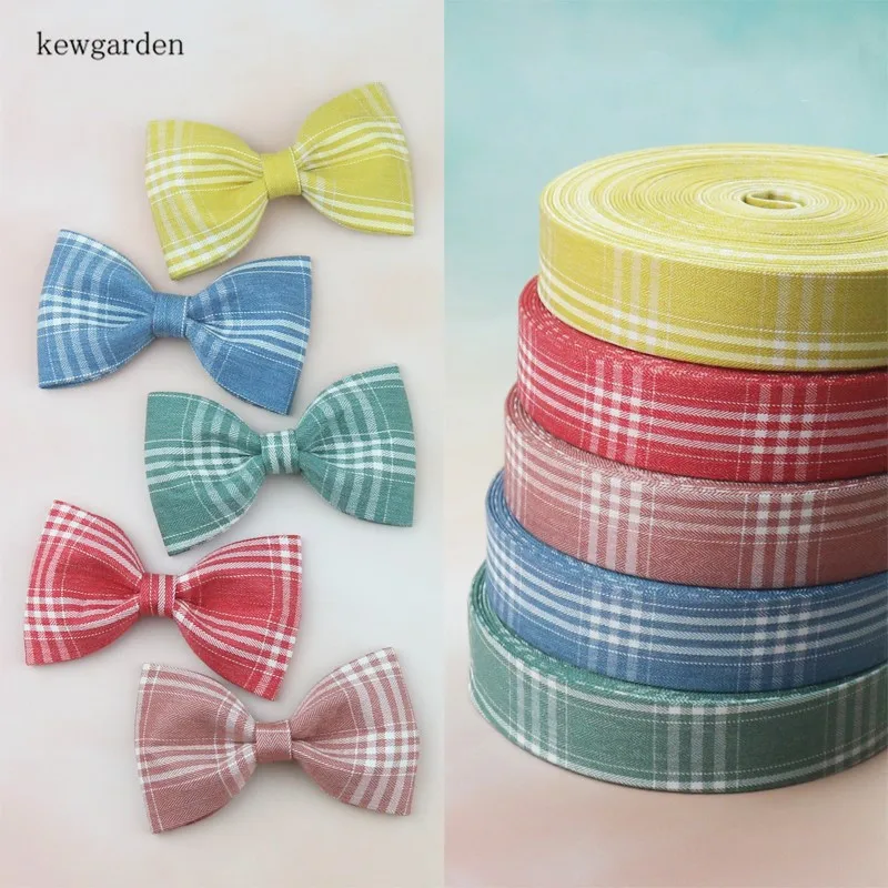 

Kewgarden Plaid Fabric Layering Cloth Ribbons 2" 1" 3/8" DIY Brooch Hair Bowknot Satin Handmade Tape Accessories Webbing 6 Meter