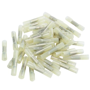 

HOT-50Pack Yellow Heat Shrink Butt Wire Electrical Crimp Terminal Connector 10-12 AWG Gauge