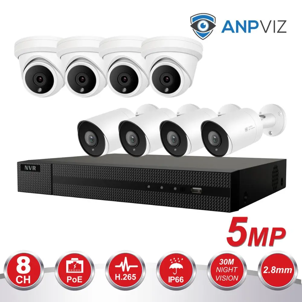 8CH видео Камера s Системы 4/6/8 шт. 5MP IP Камера открытый Hikvision OEM 8CH 4K POE NVR CCTV Kit Электронная сигнализация Ночное видение