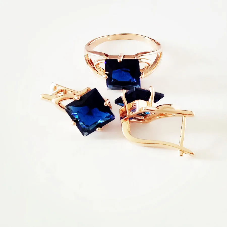 Комплект из кольца серёг и под розовое золото|bridal jewelry sets|fashion bridal setsfashion set |