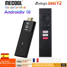 Mecool KD1 ТВ Amlogic S905Y2 Android 10, 2 Гб оперативной памяти, 16 Гб встроенной памяти, Google Сертифицированный голосовой 1080P 4K 60pfs 2,4G & 5G Wi-Fi BT4.2 ТВ плеер