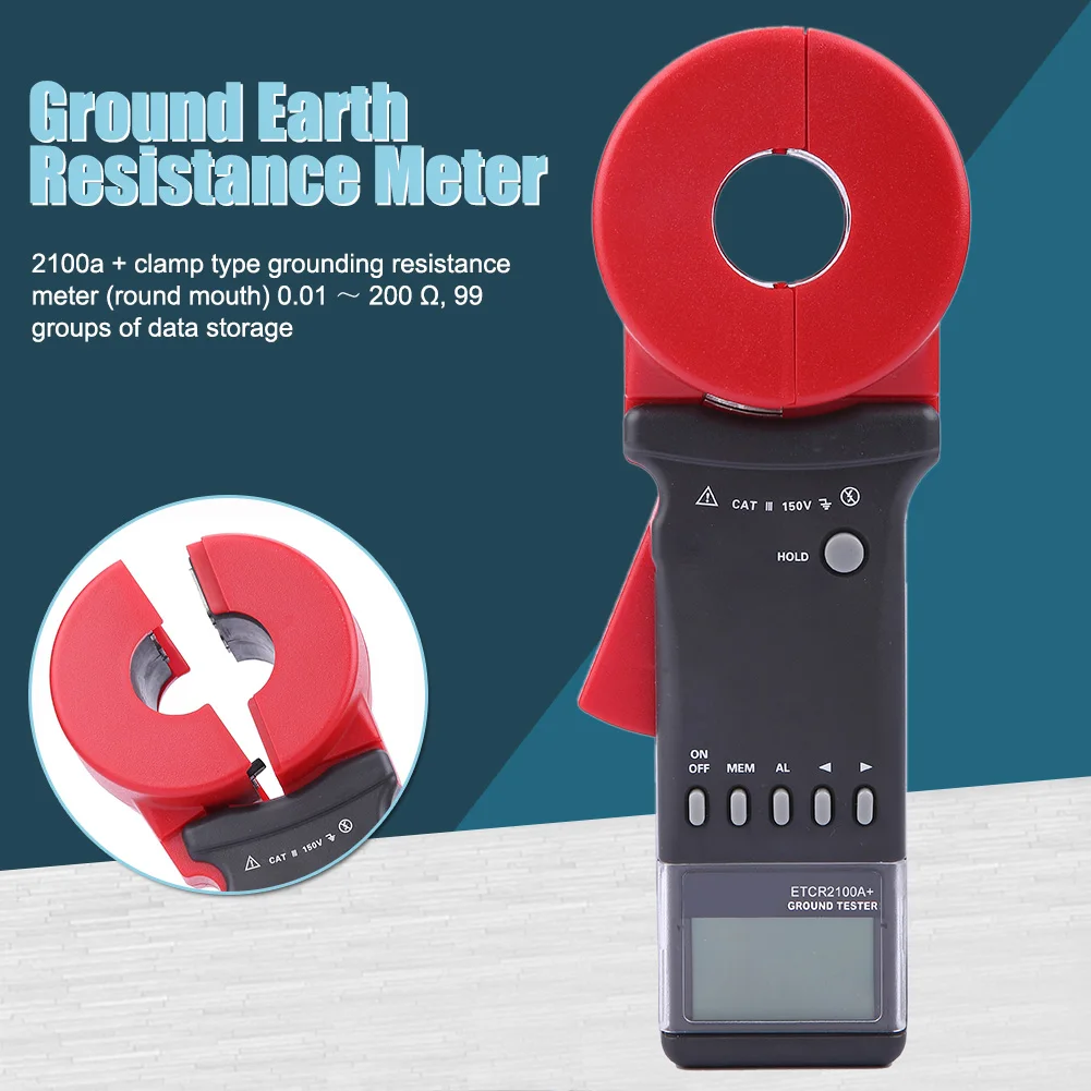 

Digital Display Clamp Ground Earth Resistance Test Tool Resistance Meter ETCR2100A Plus CLH@8