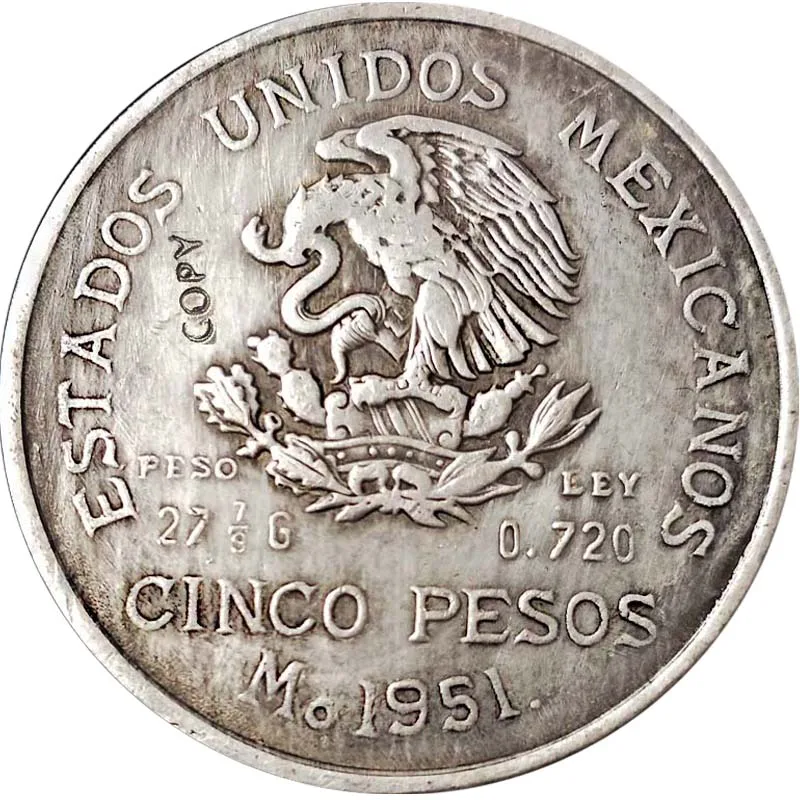 1951 мексиканские монеты КОПИЯ cinco 1 песо коллекционные монеты