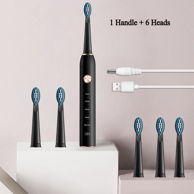 Electric Toothbrush USB Rechargeable 5 Modes Ultrasonic Automatic Brush Timer Waterproof Dental Brush Teeth Whitening