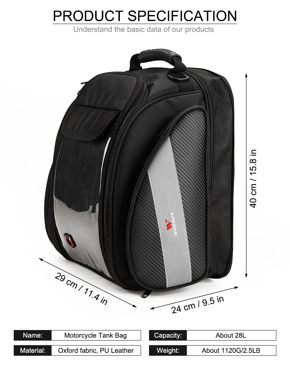 WOSAWE мотоциклетная вместительная сумка для топливного масла телефона gps
