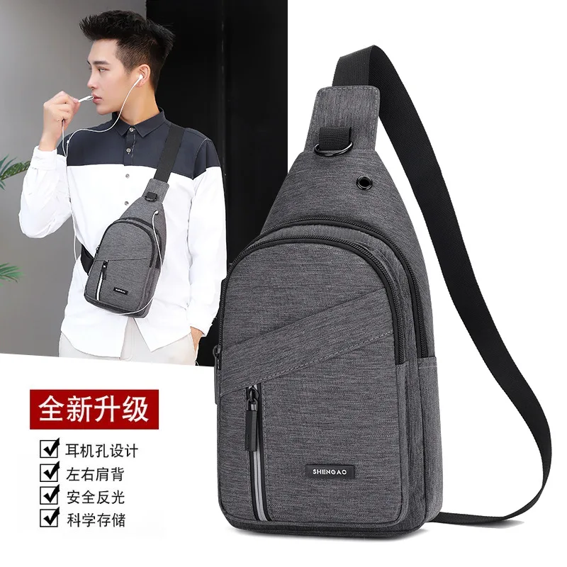 

2019 New Style Large-Volume USB Charging Chest Pack Men Multi-functional Crossbody Bag Anti-Spillage Dacron Bag
