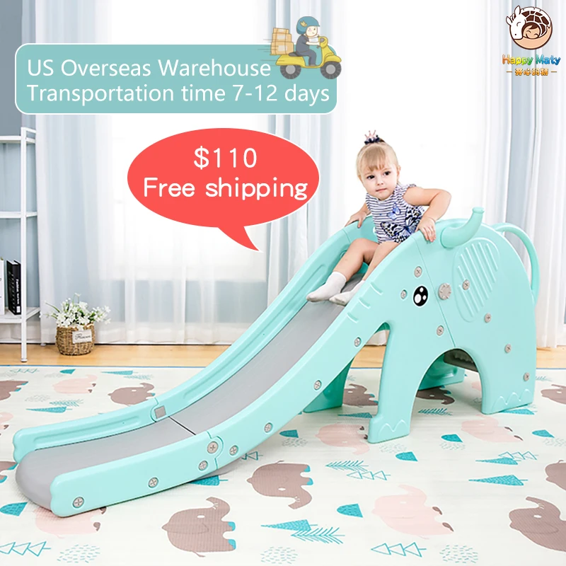 

Happymaty Children indoor Slide with Basketball Frame 2 in 1 Foldable Multi-Function Kindergarten Small Playground Slide Toys