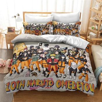 

NARUTO 3d Bedding Set Anime Uzumaki Naruto Uchiha Sasuke Popular Character Pattern Duvet Cover Pillowcase King Bedclothes Size