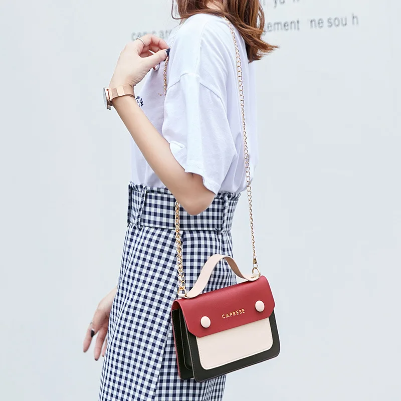 

Contrast Color Handbag 2019 Korean-style Summer Shoulder Oblique Bag Casual Generous Square Sling Bag Hair