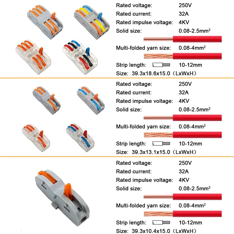 PCT-222 412/413/414 Wo компактный проводной соединитель проводник клеммный блок с рычагом 415-0,08 мм2 SPL-2/3 LSA-1/5 Go