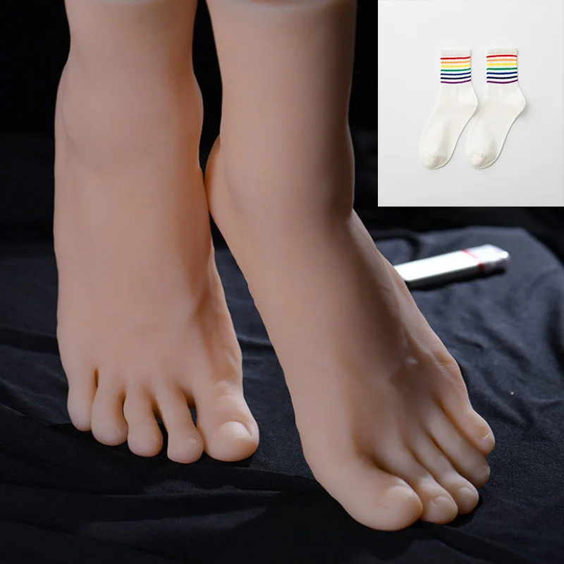 Male Silicone Foot Model Fetishes BDSM Play Gay Worship Master Slave Trampling Shoe Size 44 Toe Move Freely Fetish Men |
