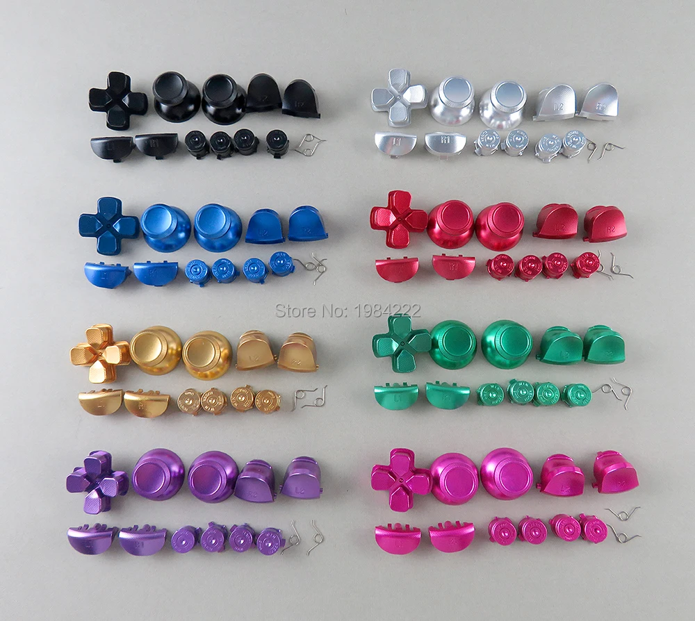 8 комплектов JDM001 JDM011 металлическая Кепка для Thumbstick L1 R1 L2 R2 с пружинными алюминиевыми пулевыми кнопками ABXY металлическая d-накладка для