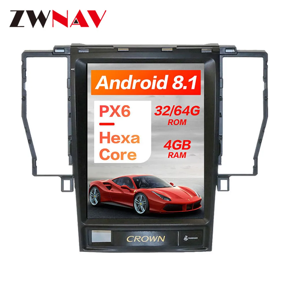 Cheap Tesla style Android 8.1 PX6 4GB ROM Car GPS Navigation For TOYOTA CROWN 12th car multimedia player radio tape recorder head unit 2