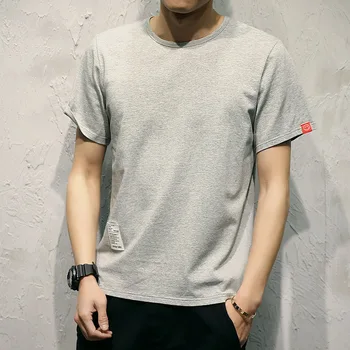 

2020 men's trend new round neck summer loose men's shirt BIG LONG