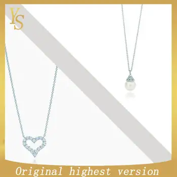 

YS Pendant Necklace 100% S925 Top Edition Original TIF Water Drop Heart Pendant Necklace Fashion Popular