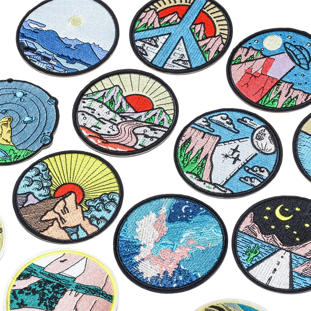 Scenery Sun Cute Iron On Patches For Clothes Handmade Sewing Patterns Embroidered Applique Patch On Clothes Stickers Vintage Scenery Sun Cute Iron On Patches For Clothes Handmade Sewing Patterns Embroidered Applique Patch On Clothes Stickers Vintage
