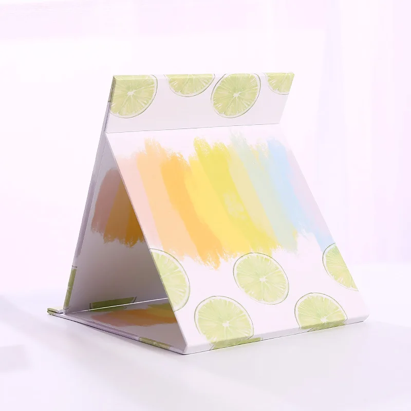 Lemon Foldable Fruit Pattern Makeup Mirror Dormitory Dressing Book Desktop Cute Large Portable Flip Student Mirror Angle Adjustable - Цвет: Lemon