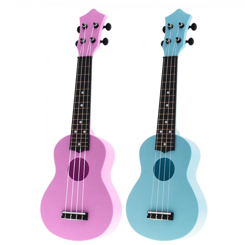 

2 Pcs 21 Inch Acoustic Ukulele Uke 4 Strings Hawaii Guitar Guitar Instrument for Kids and Music Beginner, Pink & Blue