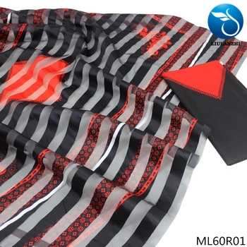 

LIULANZHI Organza 4 yards Ribbon Fabric and 2 yards Scarf African Prints Design Tissu Sewing Ribbon Set ML60R01-11