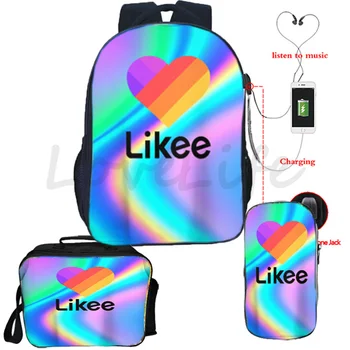 

Likee Video App Schoolbag Backpack Likee Bag 3Pcs / Set Casual Backpack Pencil Case Rucksack As Russia Type School Backpack